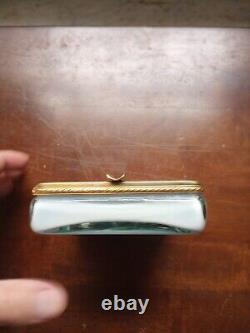 Turquoise Murano Opaline rectangular ashtray with brass trim