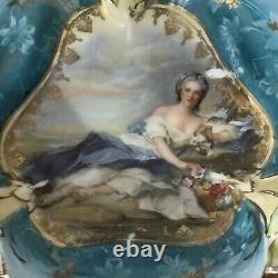 Two Antique RS Prussia Bowls Diana The Huntress & Lady Flora Reclining 5.75