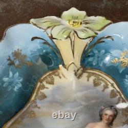 Two Antique RS Prussia Bowls Diana The Huntress & Lady Flora Reclining 5.75