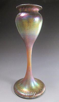 Union Glass KEW BLAS Art Glass Vase SIgned c. 1890-24 Tiffany Quezal Era 12 T