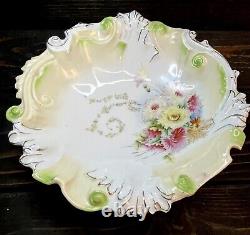 Unsigned Antique RS Prussia Serving And Dessert Bowl Set Of 11 Pieces Multicolor