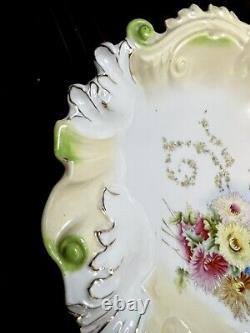 Unsigned Antique RS Prussia Serving And Dessert Bowl Set Of 11 Pieces Multicolor