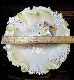 Unsigned Antique RS Prussia Serving And Dessert Bowl Set Of 11 Pieces Multicolor
