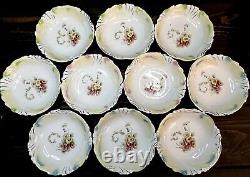 Unsigned Antique RS Prussia Serving And Dessert Bowl Set Of 11 Pieces Multicolor