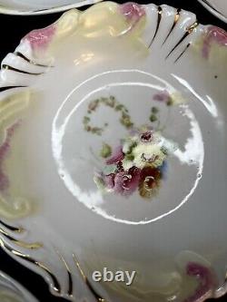 Unsigned Antique RS Prussia Serving And Dessert Bowl Set Of 11 Pieces Multicolor