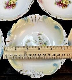 Unsigned Antique RS Prussia Serving And Dessert Bowl Set Of 11 Pieces Multicolor