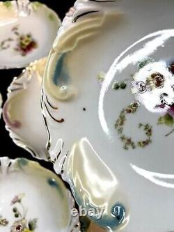 Unsigned Antique RS Prussia Serving And Dessert Bowl Set Of 11 Pieces Multicolor