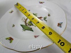 Unused HEREND HUNGARY ROTHSCHILD BIRD LARGE RIM SOUP BOWL Perfect