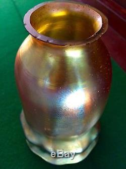 Unusual L. C. Tiffany Favrile Art Glass Shade in Gold Iridescent