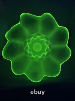 Uranium Glass Footed Flower Centerpiece Bowl 12 Wide! Stunning