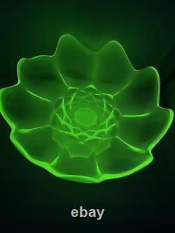 Uranium Glass Footed Flower Centerpiece Bowl 12 Wide! Stunning