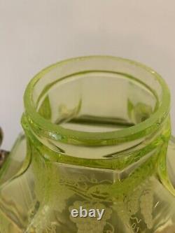Uranium Glass Vaseline Etched Glass Samovar Dispenser Coffee Urn