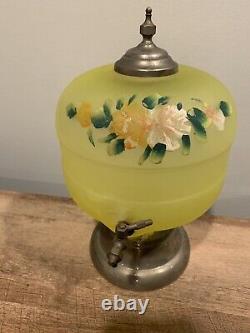 Uranium Glass Vaseline Painted samovar -rare