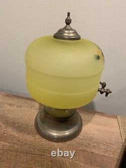 Uranium Glass Vaseline Painted samovar -rare