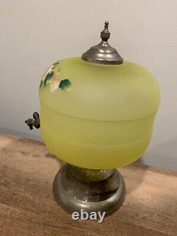 Uranium Glass Vaseline Painted samovar -rare