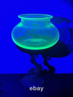 Uranium fish Bowl With Koi Fish Stand