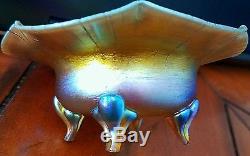 Very Rare Steuben For Haviland Aurene Glass Flower Form Footed Open Salt