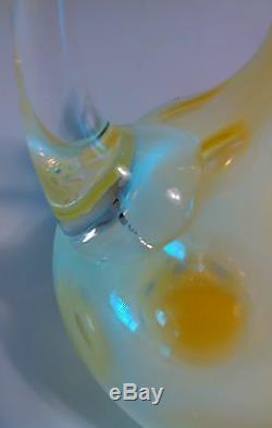 VINTAGE FENTON ART GLASS TOPAZ OPALESCENT VASELINE COIN DOT CRUET Free Shipping