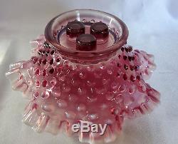 Vintage Fenton Plum Opalescent Hobnail Art Glass Epergne