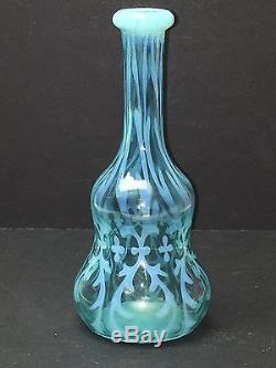Vintage Fenton Spanish Lace Blue Opalescent Barber Bottle Unusual Shape