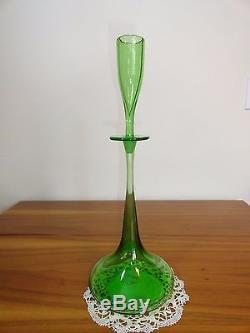 Vintage Green Blenko Wayne Husted Shot Glass Decanter