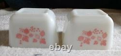 VINTAGE PYREX Pink Gooseberry Refrigerator DishesComplete Set501 502 503-NICE