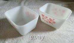 VINTAGE PYREX Pink Gooseberry Refrigerator DishesComplete Set501 502 503-NICE