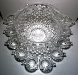 VINTAGE Waterford Crystal MASTER CUTTER 11 Piece Punch Bowl Set Made Ireland
