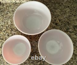 VTG 1950s Set of 3 Pyrex Primary Nesting Mixing Bowls Flamingo Pink 402 403 404
