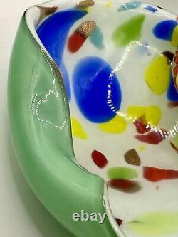 VTG 1960s Murano Italy AVEM Tutti Fruiti Stunning Swung Edge Art Glass Dish 7