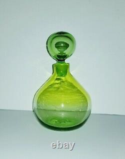 VTG BLENKO DECANTER 636S HUSTED Green Art glass Bottle Mid century mod