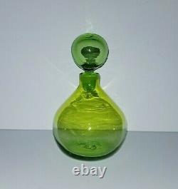 VTG BLENKO DECANTER 636S HUSTED Green Art glass Bottle Mid century mod