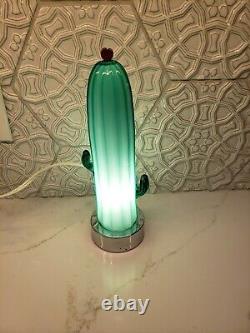 VTG Blenko Glass Chrome Hand Blown Saguaro Cactus Table Lamp Pop Art Postmodern