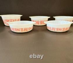 VTG HTF Rare Pyrex Amish Pink Butterprint Casserole Set with Lids 471, 472, 473
