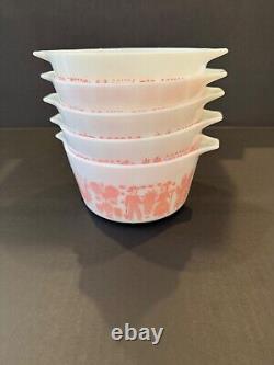 VTG HTF Rare Pyrex Amish Pink Butterprint Casserole Set with Lids 471, 472, 473