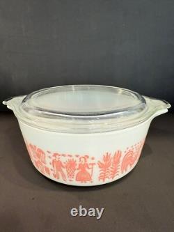 VTG HTF Rare Pyrex Amish Pink Butterprint Casserole Set with Lids 471, 472, 473