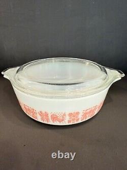 VTG HTF Rare Pyrex Amish Pink Butterprint Casserole Set with Lids 471, 472, 473