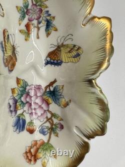 VTG Herend QUEEN VICTORIA 6 Leaf Shaped Dish And 3 Small Trinkets Set Of 4
