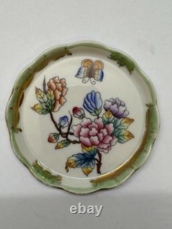 VTG Herend QUEEN VICTORIA 6 Leaf Shaped Dish And 3 Small Trinkets Set Of 4