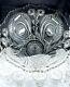 VTG LARGE LE Smith Crystal Cut Punch Bowl Set Pinwheels Galaxy 17 12 Cups