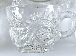 VTG LARGE LE Smith Crystal Cut Punch Bowl Set Pinwheels Galaxy 17 12 Cups