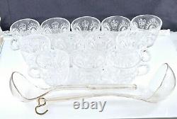 VTG LARGE LE Smith Crystal Cut Punch Bowl Set Pinwheels Galaxy 17 12 Cups