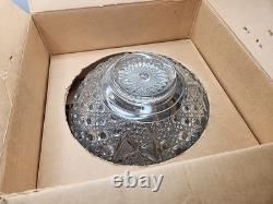 VTG L. E. LE Smith Handmade Crystal Glass Punch Bowl Set 18 Cup Original Box READ