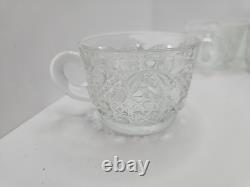VTG L. E. LE Smith Handmade Crystal Glass Punch Bowl Set 18 Cup Original Box READ