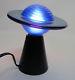 VTG Lundberg Studios Cobalt Swirling Iridescent Saturn Art Glass Shade Lamp yqz