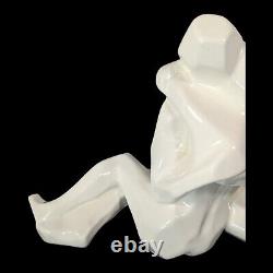 VTG MCM Jaru Ceramic Cubist Seated Lovers Nude Figures Sculpture Embrace Kiss