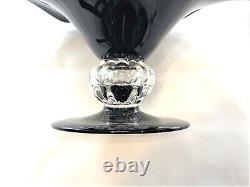 VTG Murano Crystal Huge Wave Dish Black Clear Huge Gorgeous LOOK