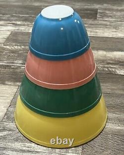 VTG PYREX Primary Color SET 4 Nesting/Mixing Bowls 401, 402, 403, 404 Great Cond
