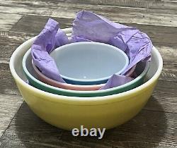 VTG PYREX Primary Color SET 4 Nesting/Mixing Bowls 401, 402, 403, 404 Great Cond