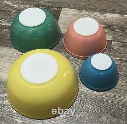VTG PYREX Primary Color SET 4 Nesting/Mixing Bowls 401, 402, 403, 404 Great Cond